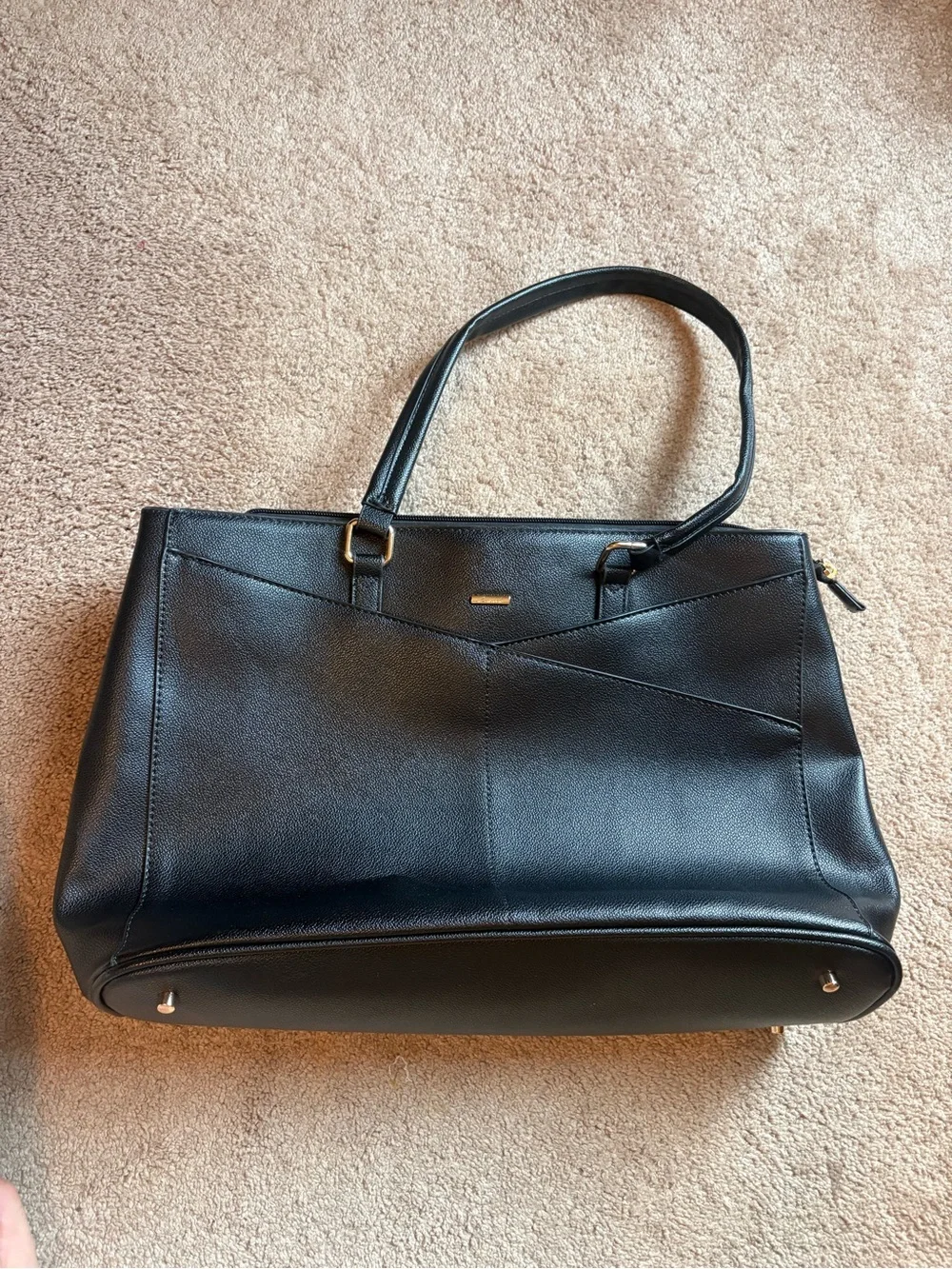 Black Tote Bag with Front Pocket